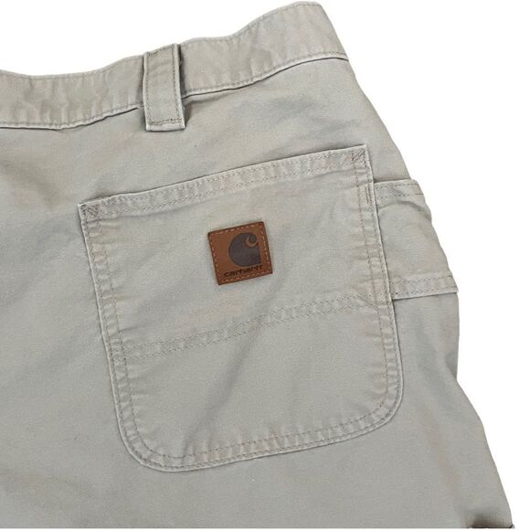 Men’s Carhartt Carpenter Shorts Size 42 Khaki Beige Chino Cargo Workwear - Picture 2 of 11